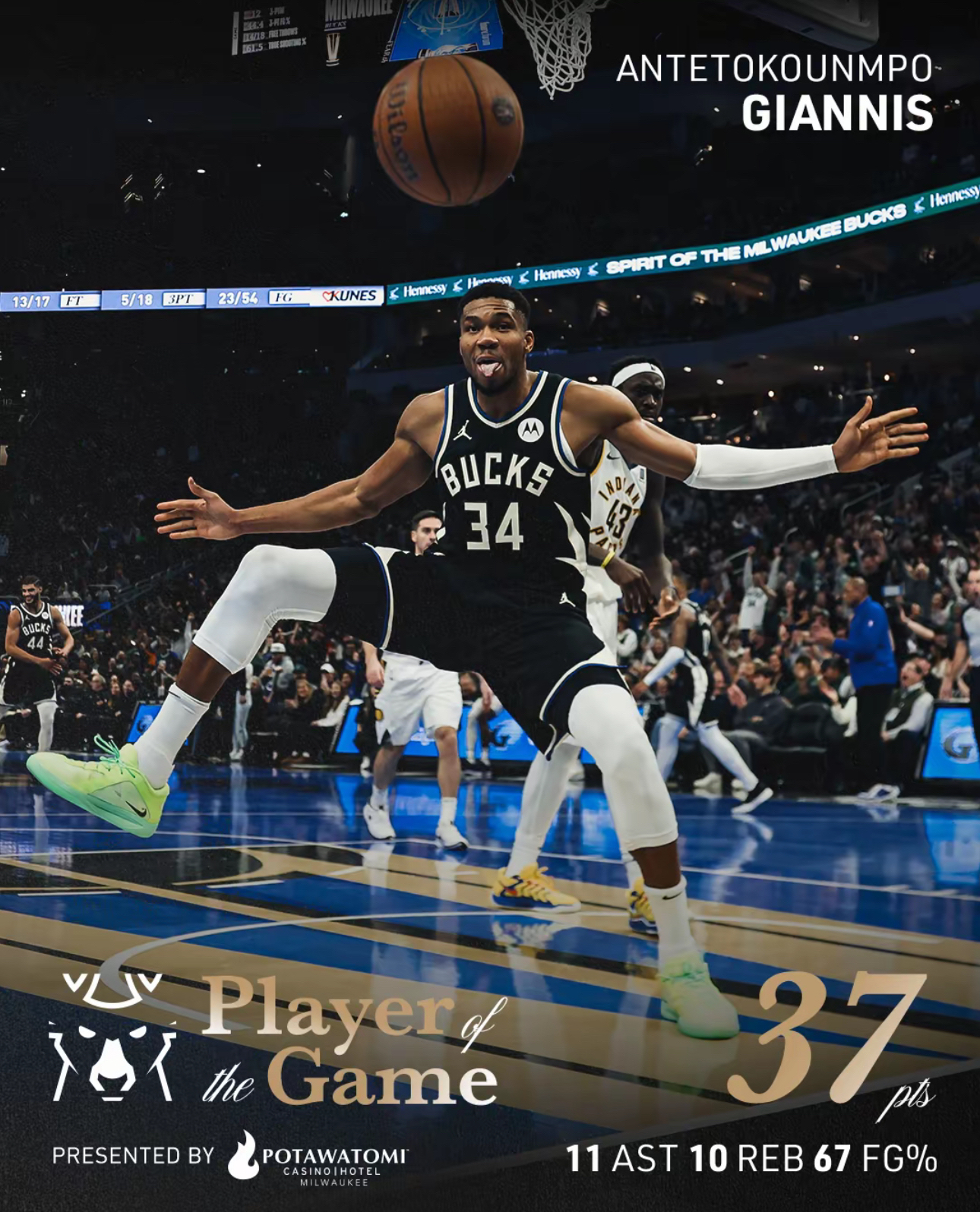 关于雄鹿惊险取胜，字母哥独得分的信息